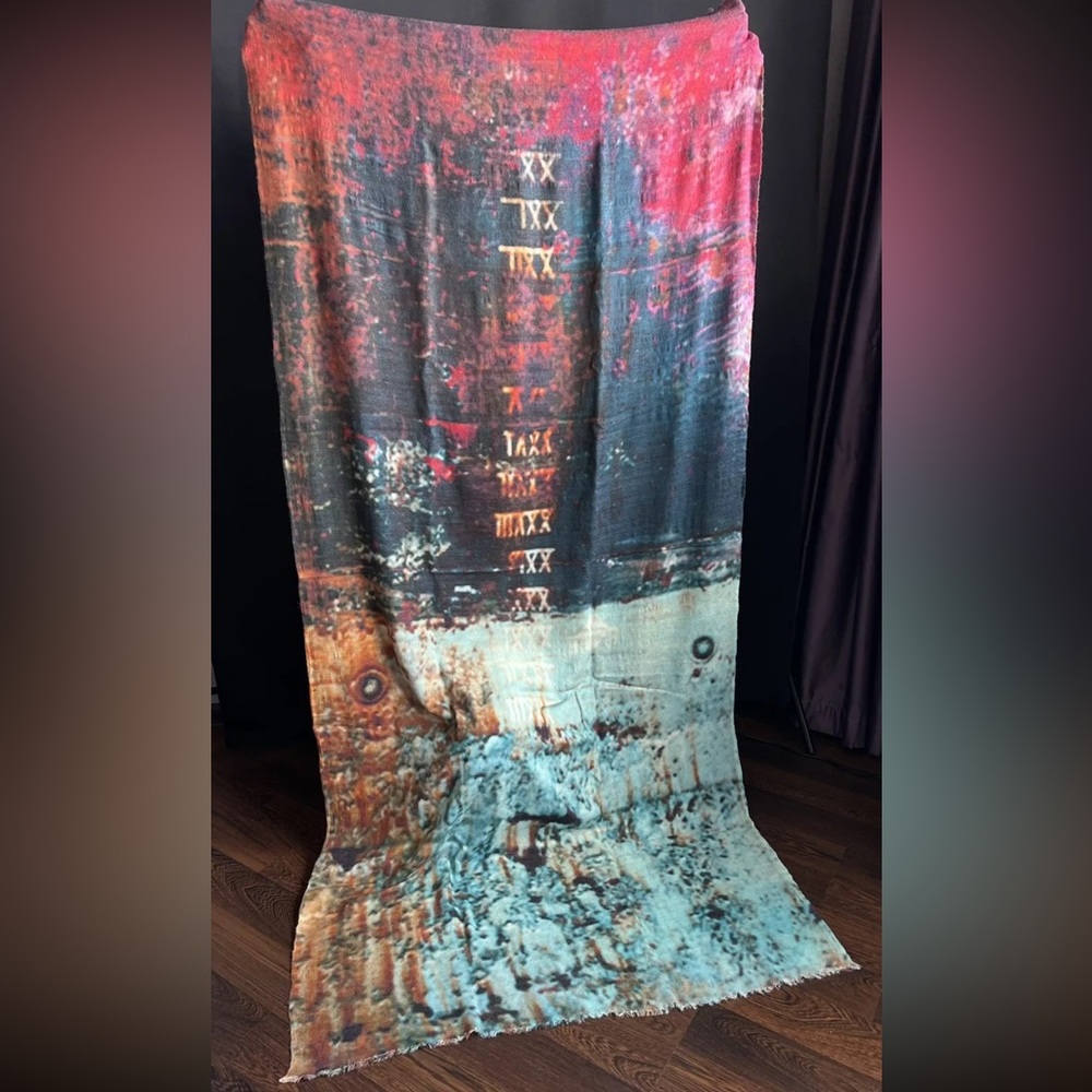 Ury By Katryn Ury Large Woolen Scarf In The Style Of Faliero Sarti